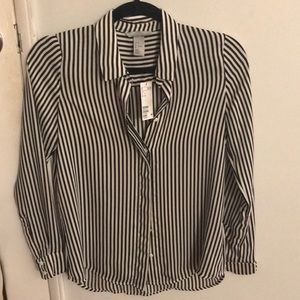 H&M striped button up blouse